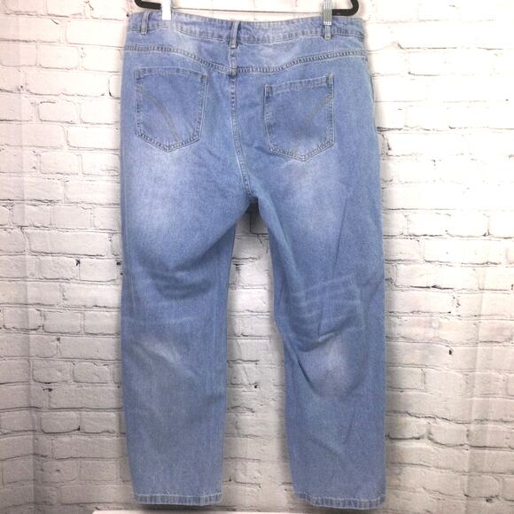 DT Jeans Women's Lightwash Distressed Button Fly High Rise Blue Jeans Size 2XL - Picture 5 of 14